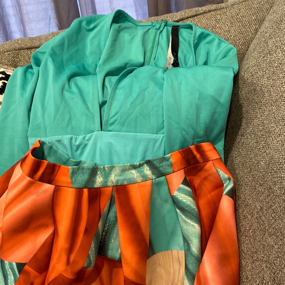 AQ/AQ Green/ Orange Pattern Zara set